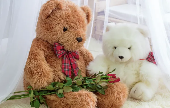 Картинка игрушка, розы, мишка, bear, romantic, teddy, roses