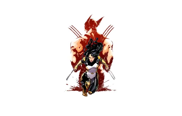 Картинка белый фон, Росомаха, Логан, Wolverine, Marvel, x-men, Comics, X-23