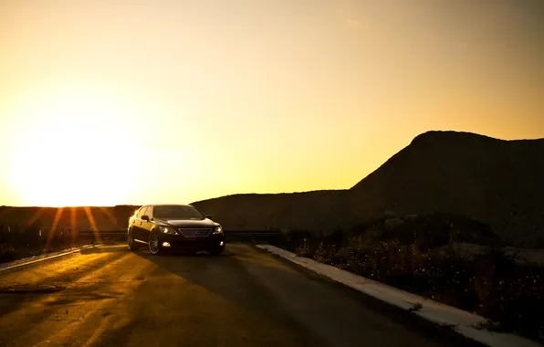 Картинка солнце, лучи, фото, Lexus, cars, auto, LS460, wallpapers