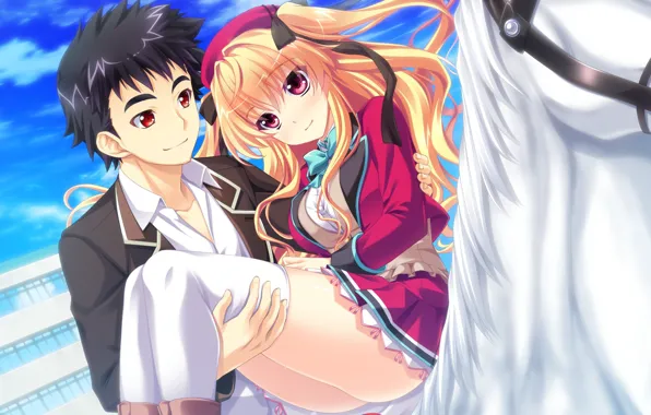 Девушка, Парень, Романтика, baka moe heart ni ai wo komete!