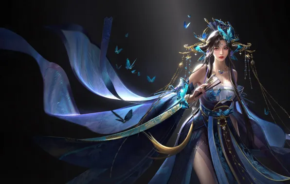 Картинка art, butterfly, hanfu