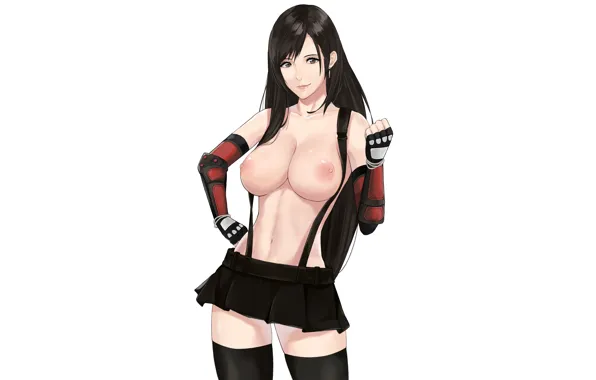 Girl, sexy, Final Fantasy, thighhighs, erect nipples, long hair, brown eyes, nipples
