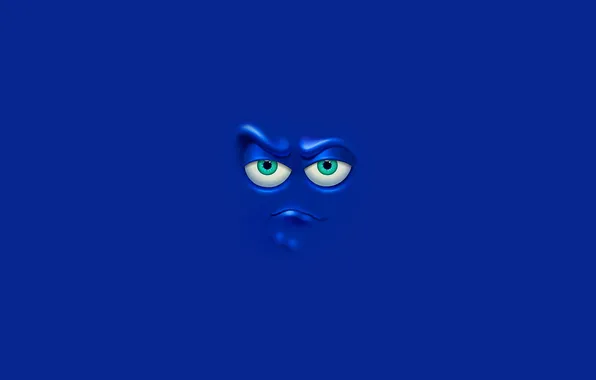 Blue, face, screen, unhappy