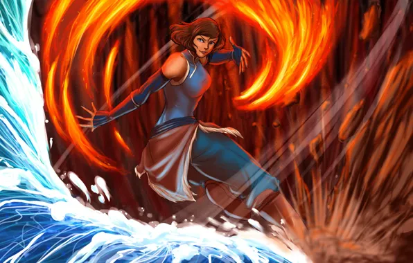 Вода, огонь, земля, воздух, art, Korra, The Legend of Korra, Аватар: Легенда о Корре
