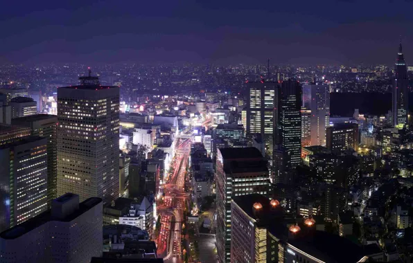 Картинка ночь, город, неон