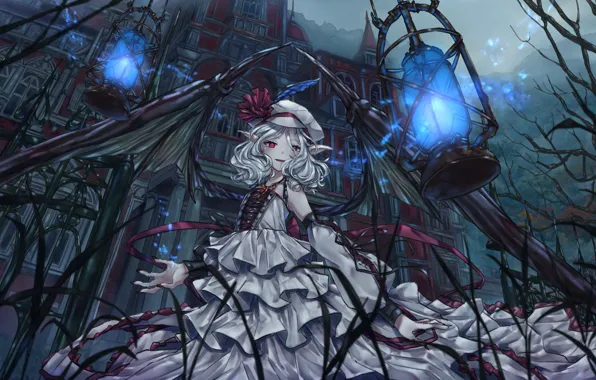 Девушка, дом, игра, крылья, аниме, Touhou Project, Remilia Scarlet