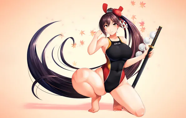 Girl, sword, sexy, long hair, legs, brown hair, brown eyes, boobs