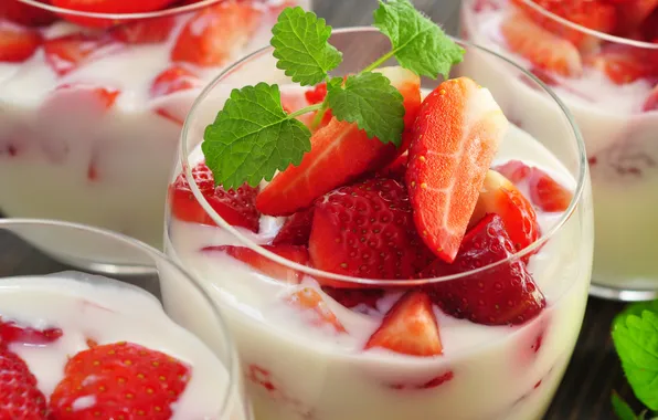 Картинка ягоды, еда, клубника, десерт, сладкое, cream, dessert, strawberries