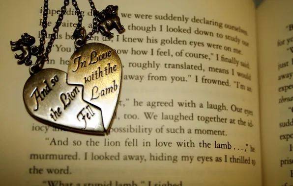 Обои, медальон, книга, love, разное, the, with, lion