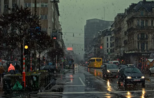 Снег, улица, Бельгия, Brussels