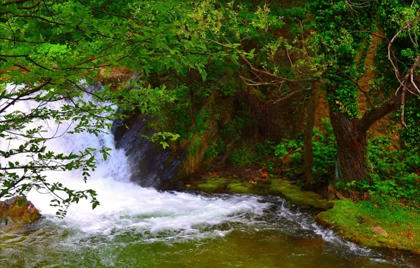 Картинка Поток, Весна, Водопад, Spring, Waterfall, Flow