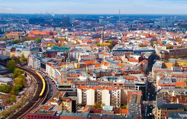 Картинка город, фото, дома, Германия, сверху, Berlin