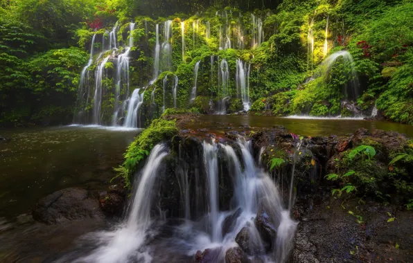 Река, водопад, Бали, Индонезия, каскад, Bali, Indonesia, Banyu Wana Amertha Waterfall