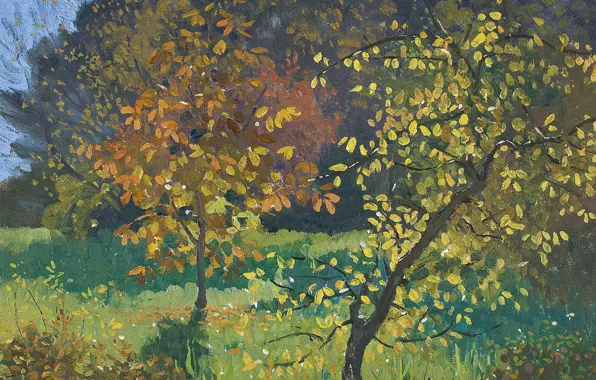Осень, листья, деревья, пейзаж, природа, картина, Elioth Gruner, Autumn. Manar