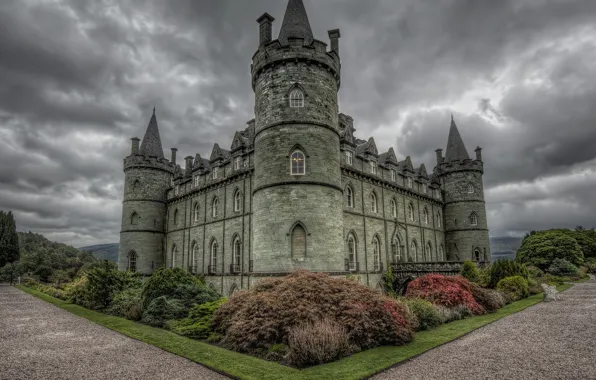 Картинка Шотландия, кусты, Scotland, Inveraray Castle, Замок Инверари