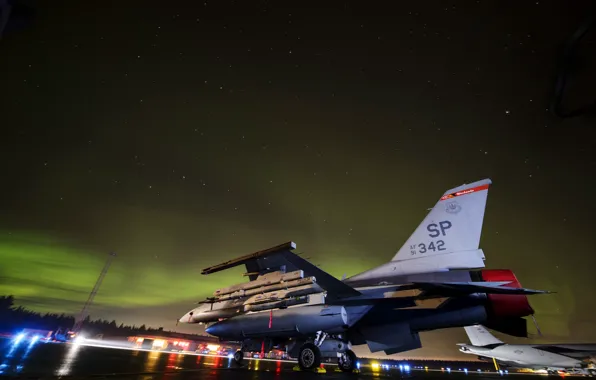 Истребитель, Швеция, USAF, F-16 Fighting Falcon, Северное Сияние