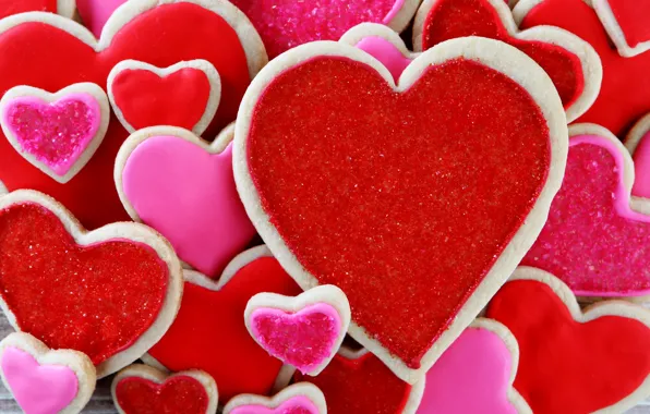 Печенье, red, love, валентинка, heart, romantic, gift, cookies