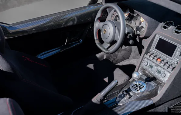 Картинка Lamborghini, Gallardo, Lamborghini Gallardo LP570-4 Spyder, steering wheel, car interior, Perfomante