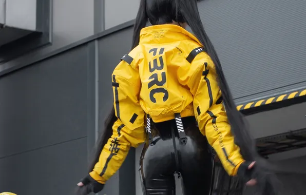 Latex, Asian, Model, Bike, Woman, Back, Jacket, behind
