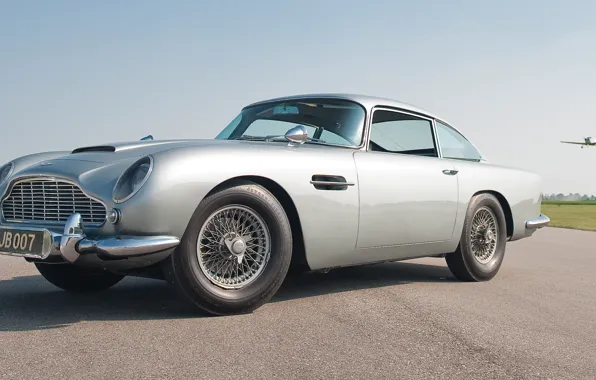 Серый, Aston Martin, классика, 1964, DB5, автомобиль Джеймса Бонда