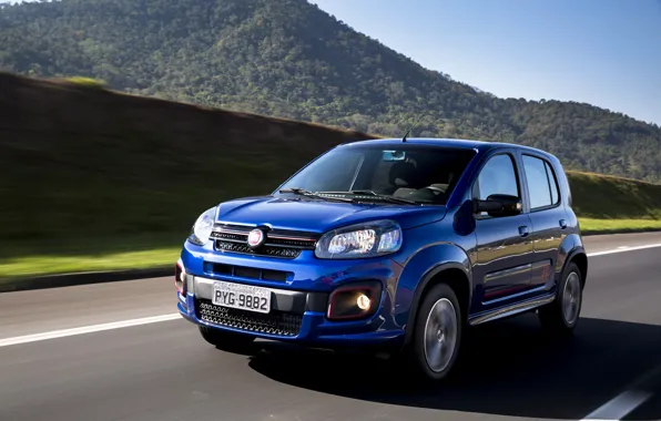 Авто, синий, движение, blue, Fiat, Motion, metallic, Uno sporting