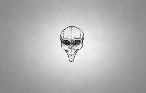 Голова, чужой, инопланетянин, пришелец, alien, черно-белый фон
