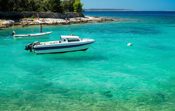 Море, катер, лазурь, Хорватия