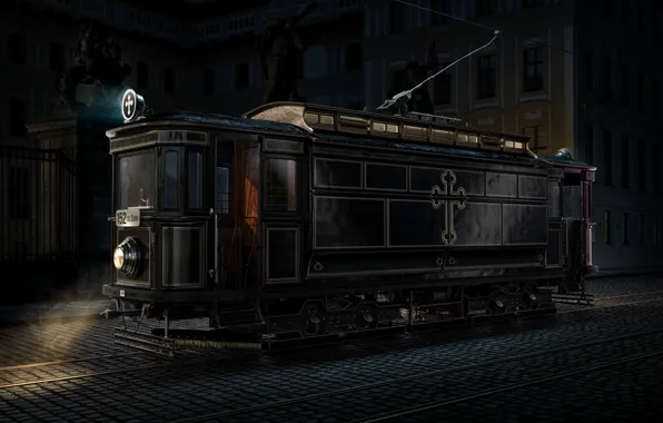 Темнота, крест, трамвай, 1917 Funeral Tram, The Black Mary
