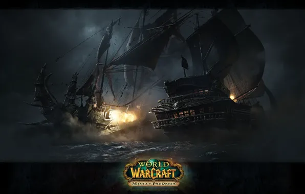 Морское сражение, линкор орды, World of Warcraft Mists of Pandaria, линкор альянса