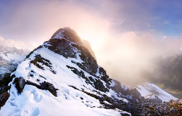 Снег, горы, Панорама, Austria, Tyrol, Falschkogel