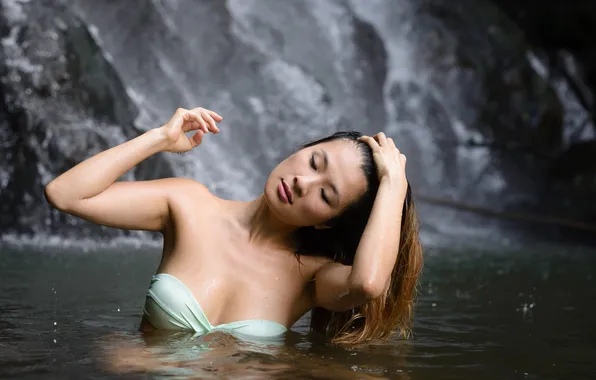 Лето, вода, девушка, лицо, волосы, Jenny