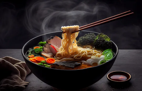 Картинка meal, bowl, chopsticks, steaming, GOURMET