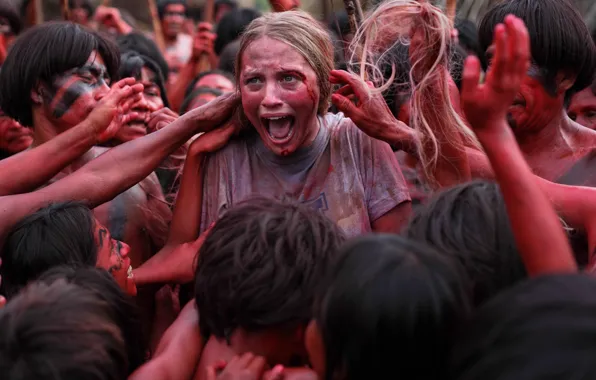 Cinema, panic, jungle, movie, village, fear, blonde, film