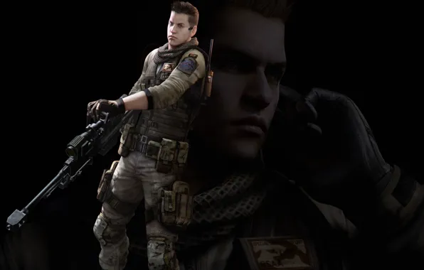 Gun, game, resident evil, biohazard, soldier, weapon, man, sniper