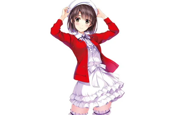 Девушка, Белый фон, Арт, Saenai Heroine no Sodatekata