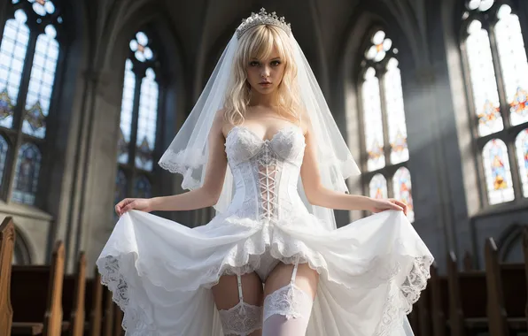Картинка girl, dress, beautiful, blonde, wedding