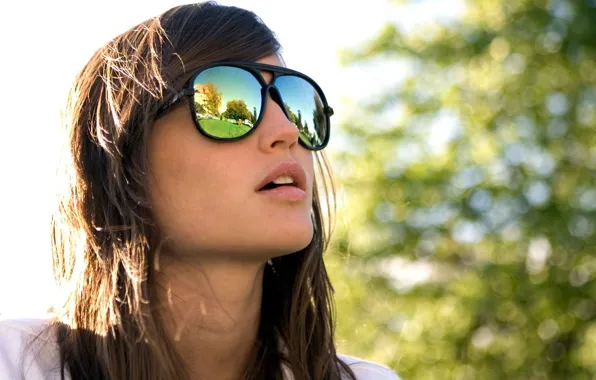 Brunette, Girls, 1920x1080, Face, Sunglasses
