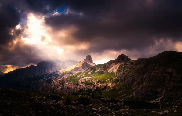 Картинка небо, облака, горы, Италия, Доломиты