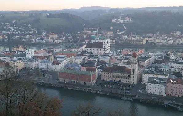 Дома, Германия, Бавария, панорама, Пассау