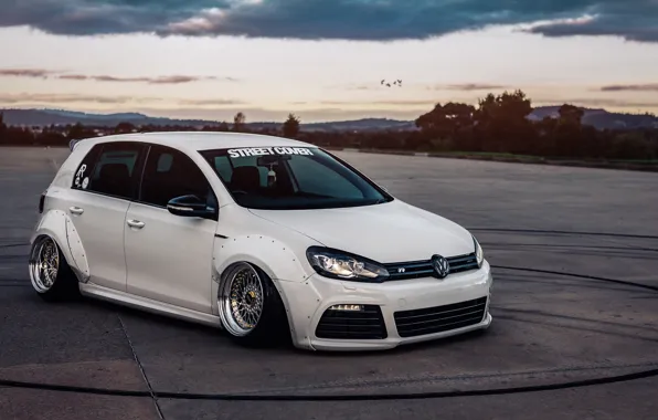 Volkswagen, white, tuning, bbs, low, stance, dropped, vag