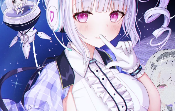 Girl, sexy, cleavage, blouse, boobs, anime, beautiful, short hair