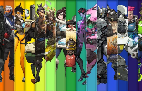 Hanzo, D.Va, Genji Shimada, Winston, Widowmaker, Tracer, Mei, Zarya