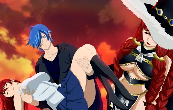 Аниме, арт, Fairy Tail, Жерар, Эльза, Хвост феи