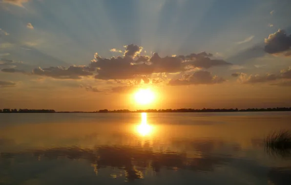 Sunset, lake, lagoon