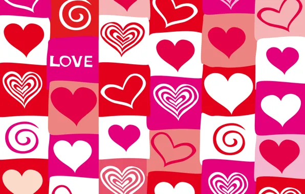 Vector, сердечки, red, love, pink, hearts, valentine