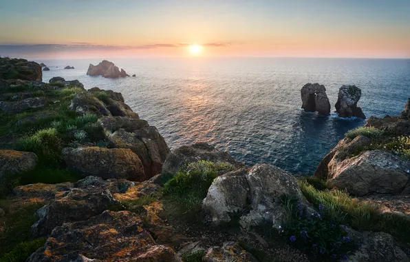 Море, закат, берег