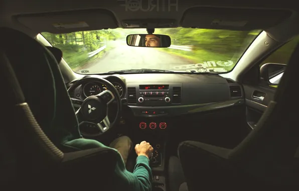 Дорога, приборы, Mitsubishi, салон, evolution, evo X