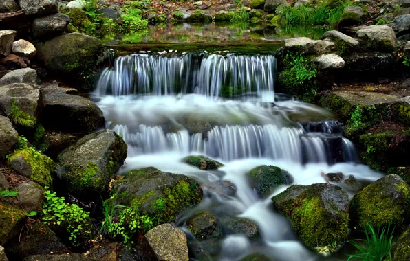 Вода, Природа, Водопад, Река, Камни, Ручей, Мох, Пороги