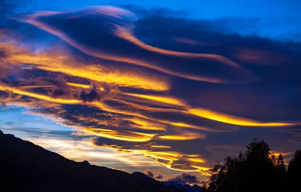 Картинка облака, закат, горы, Австрия