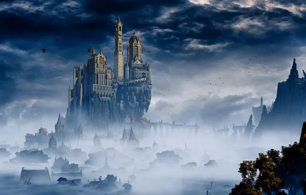 Clouds, digital art, mist, Elden Ring, Raya Lucaria Academy